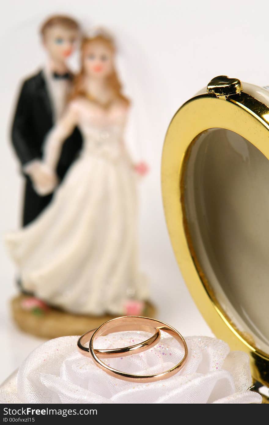 Wedding rings on a white background