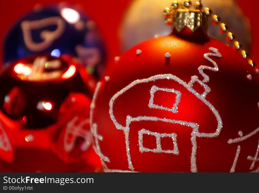 Red ball with white ornament