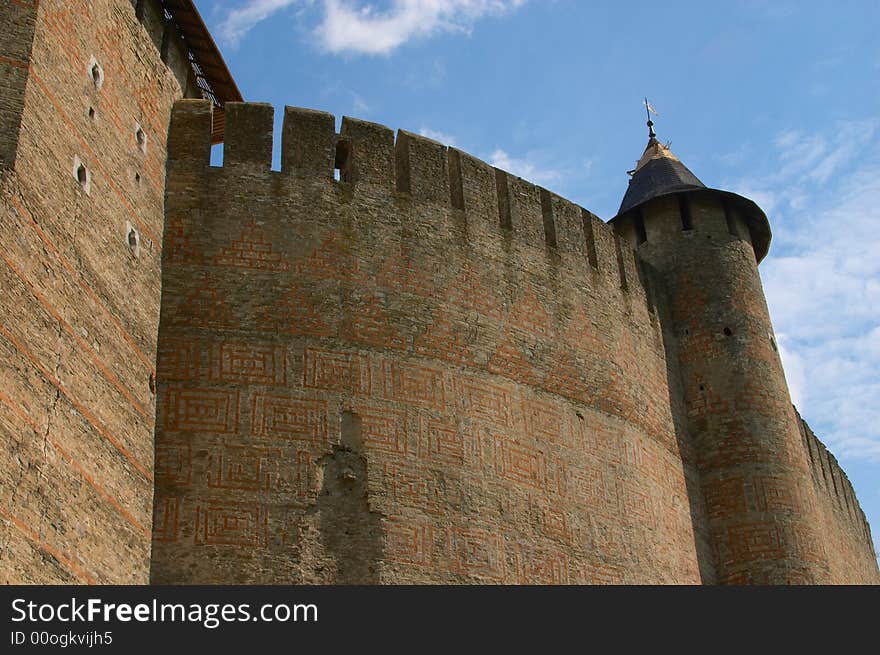 Wall of a medieval castle. Wall of a medieval castle