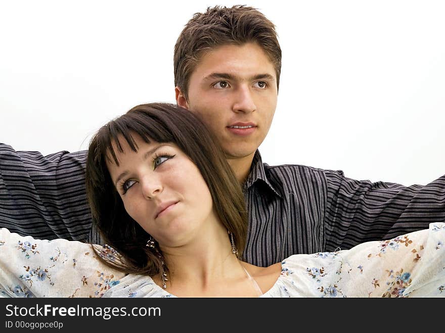 Girl and a guy posing in studio. Girl and a guy posing in studio