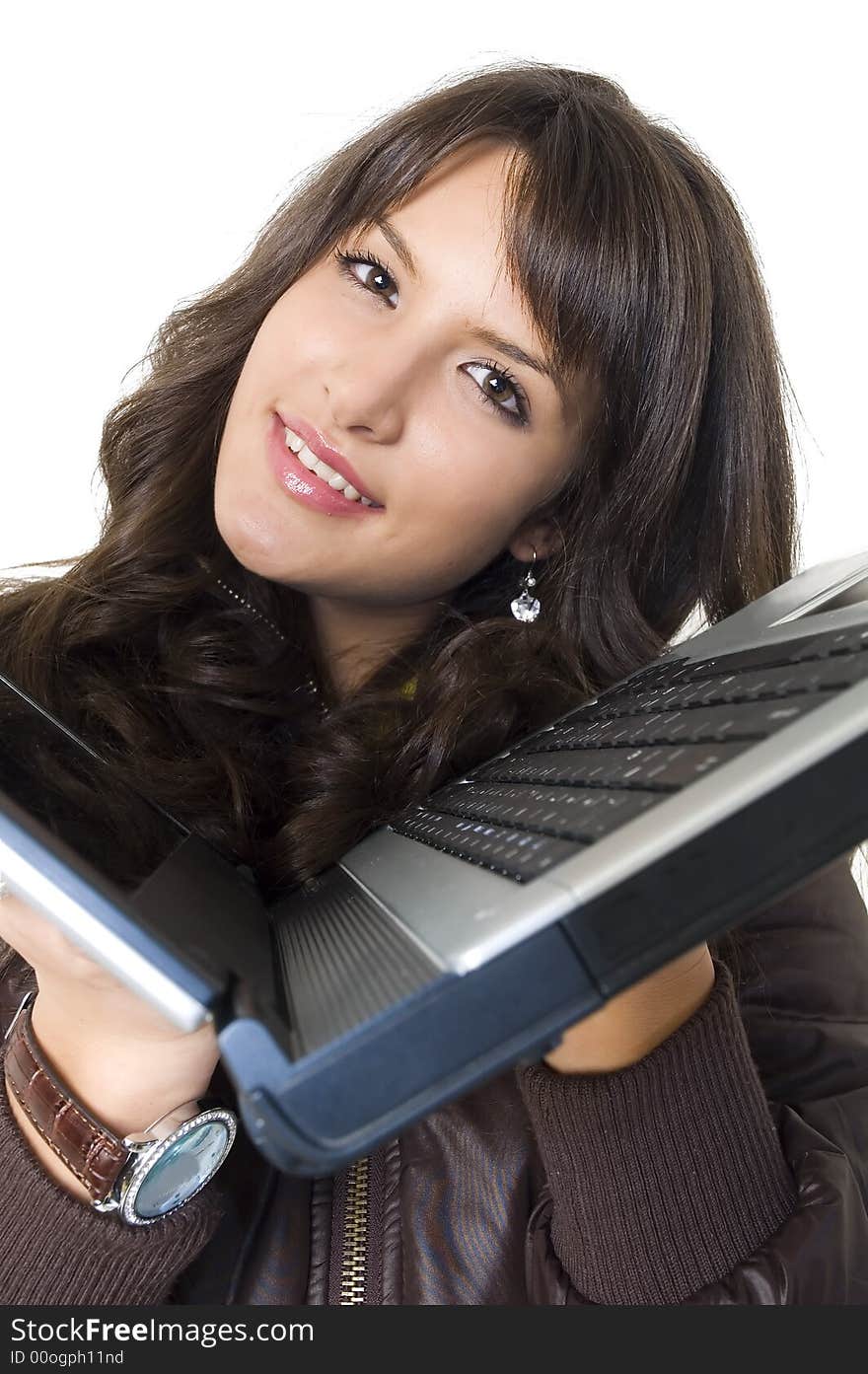 Girl with lap top computer