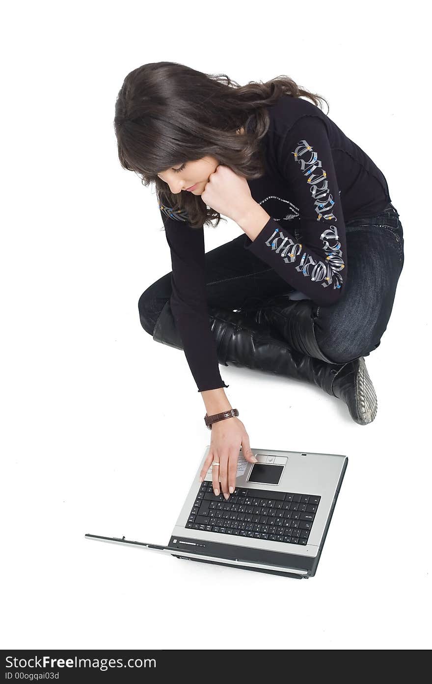 Girl with lap top computer