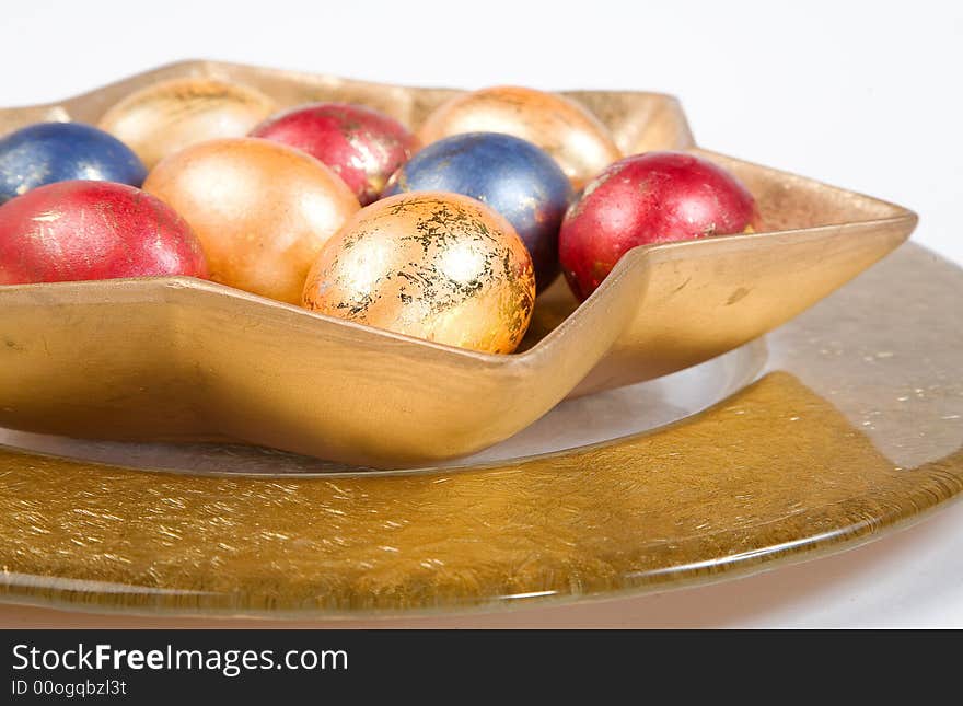 Easter eggs on the table