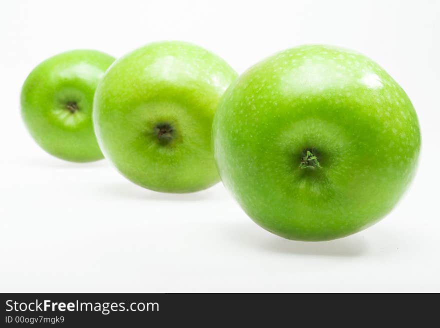 Fresh green apple bright, close, close-up,