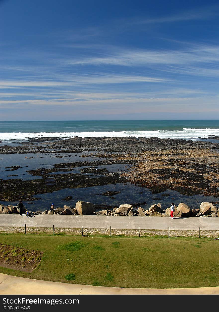 The view of a beach at low tide