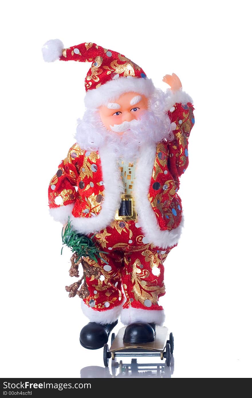 Isolated toy of Santa Claus on white background