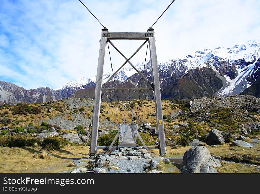 Snow Mountain And Bridge