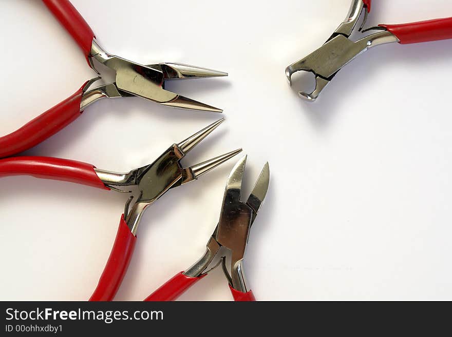 A view with four type of pliers