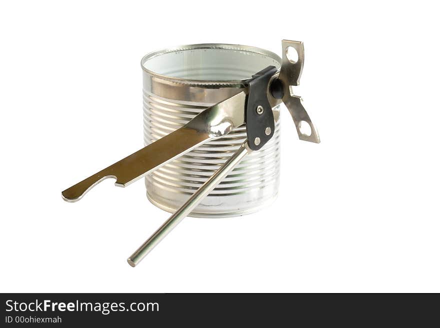 Small can with an English can opener. Small can with an English can opener