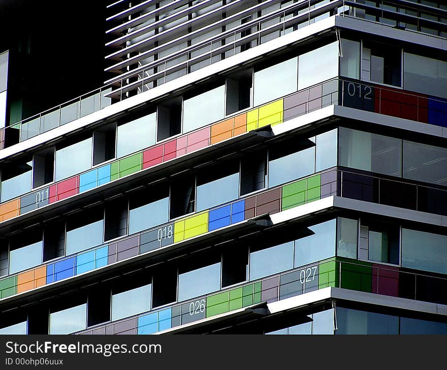 A modern and colourful building. A modern and colourful building.