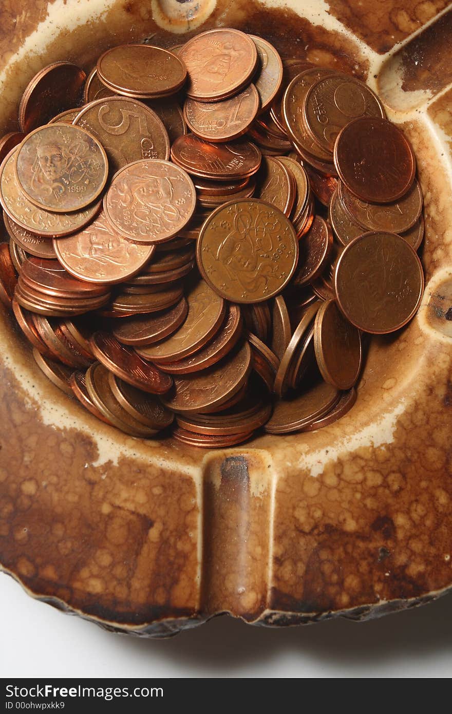 Coins in ashtray