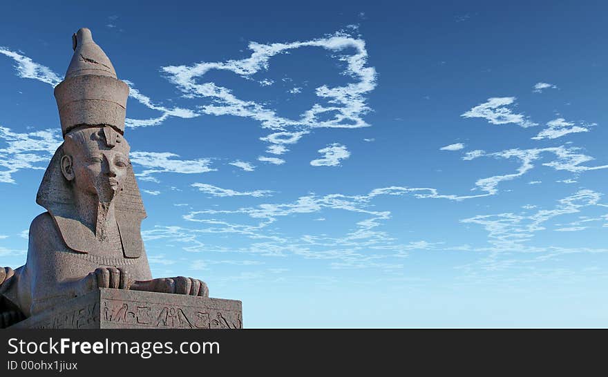 Antique Egyptian sphinx on quay of the river. Saint-Petersburg, Russia