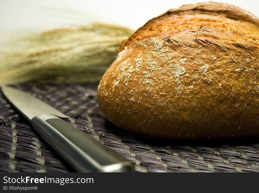 Bread of a white background