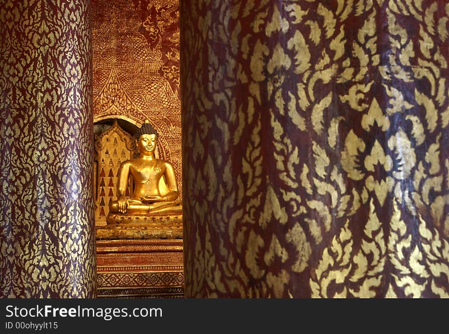 Golden buddha image and gold design. Golden buddha image and gold design