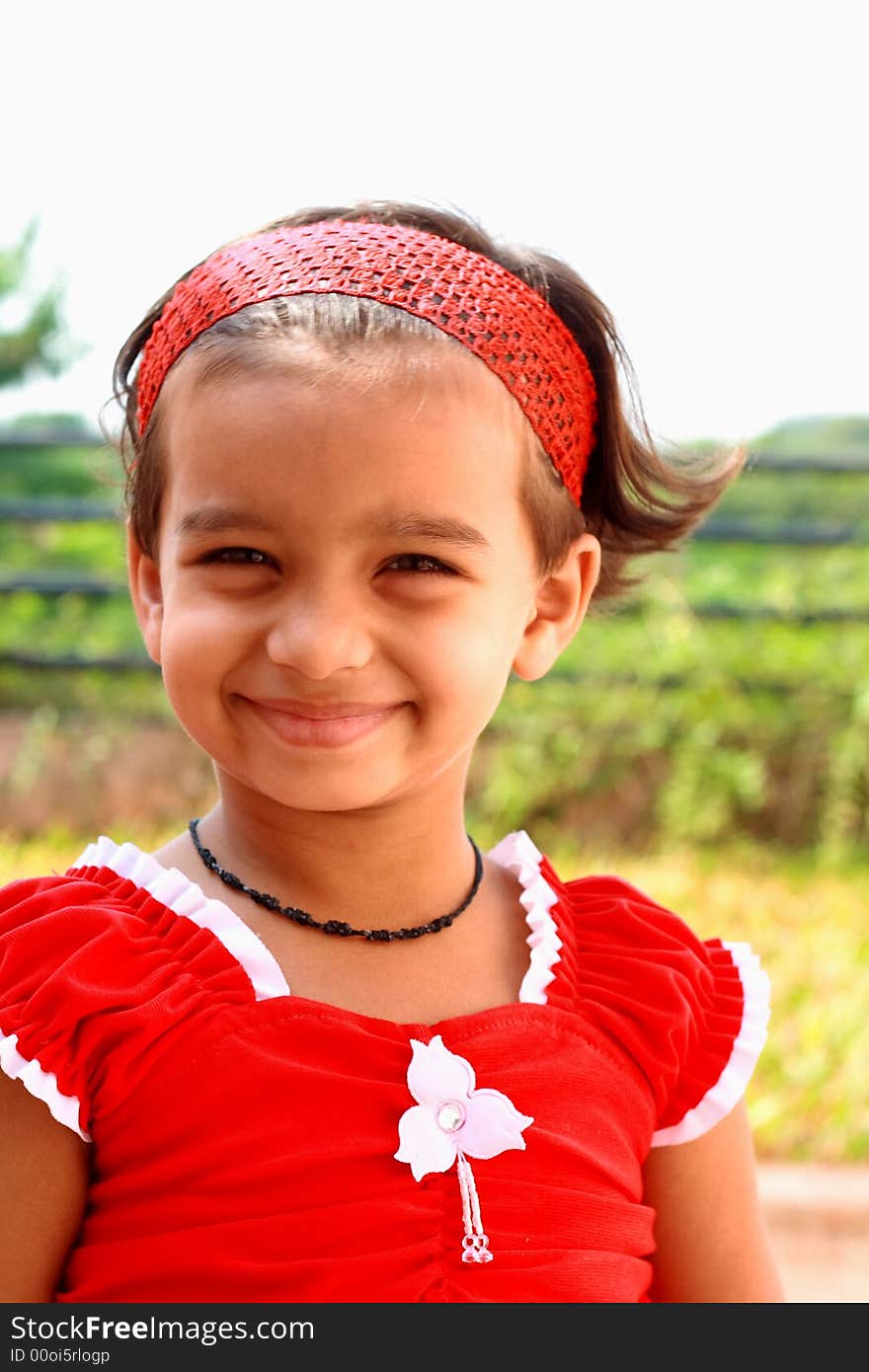 Bright Girl In Red Frock