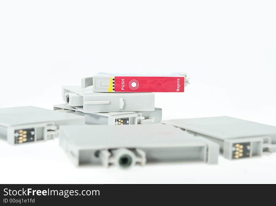 Inkjet cartridge on white background