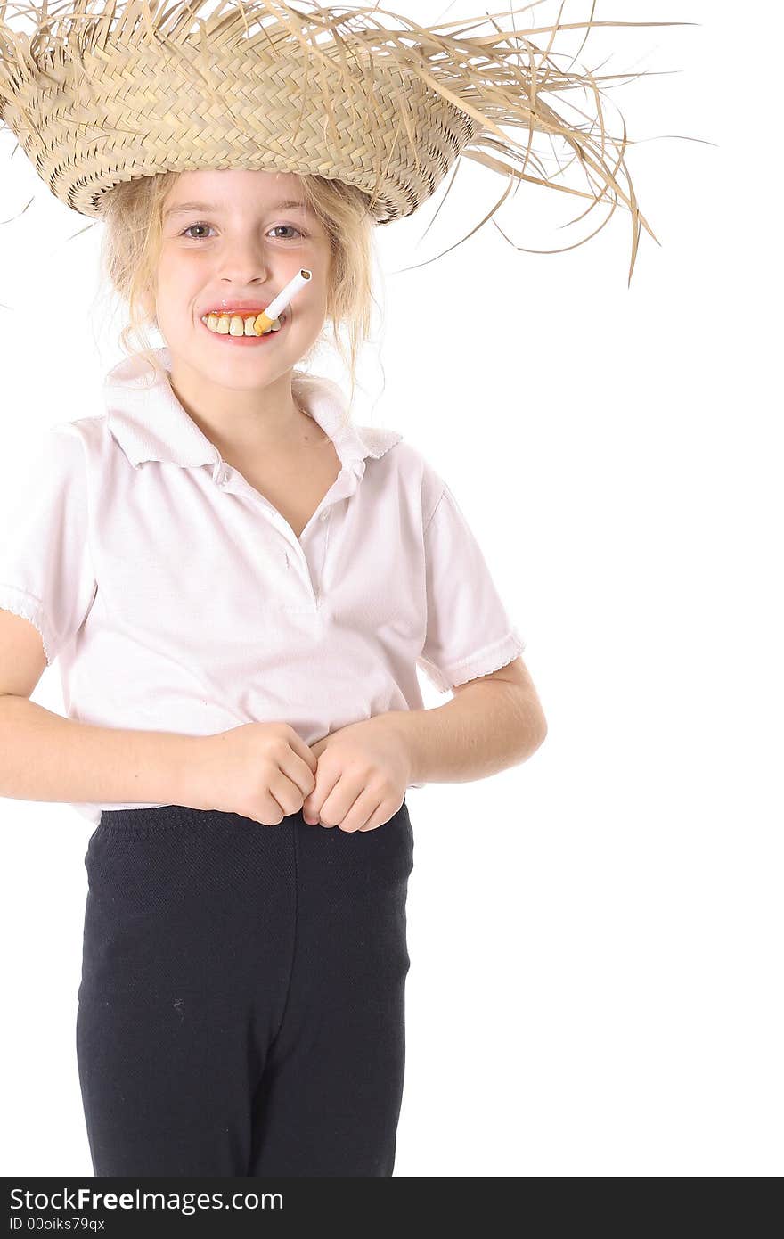 Silly child isolated on a white background