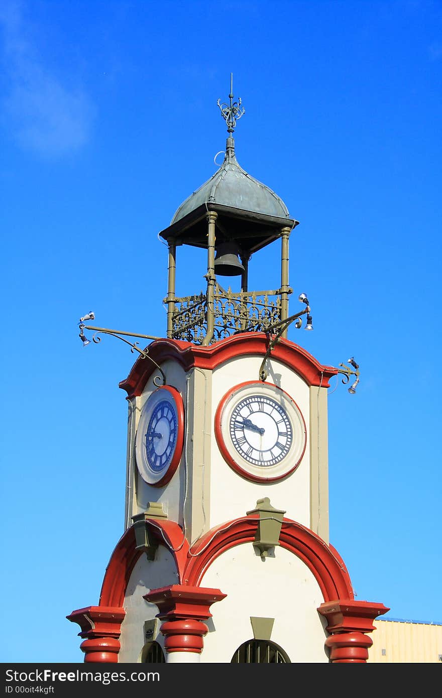 Clock Tower In Small Town