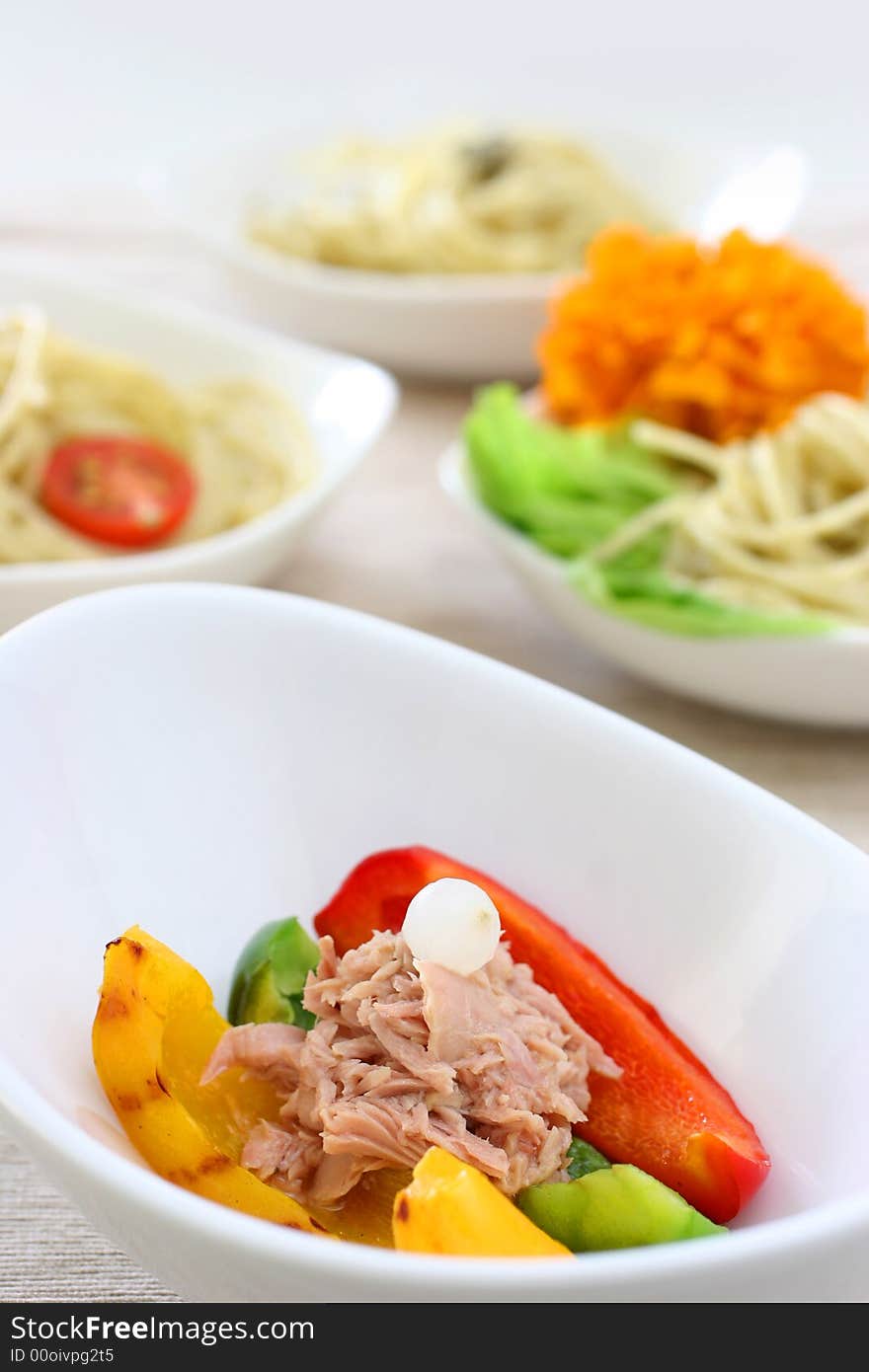 Healthy colorful platter with assorted vegetables on fancy white china. Healthy colorful platter with assorted vegetables on fancy white china