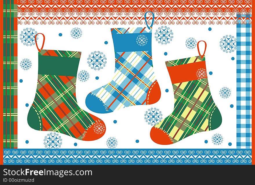 Christmas card - stocking for present. Christmas card - stocking for present.