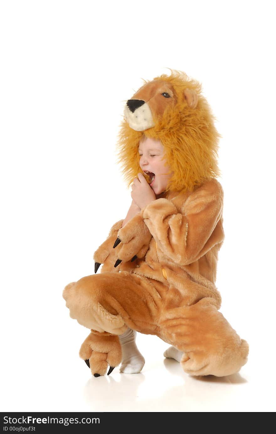 The boy in a fancy dress of a lion