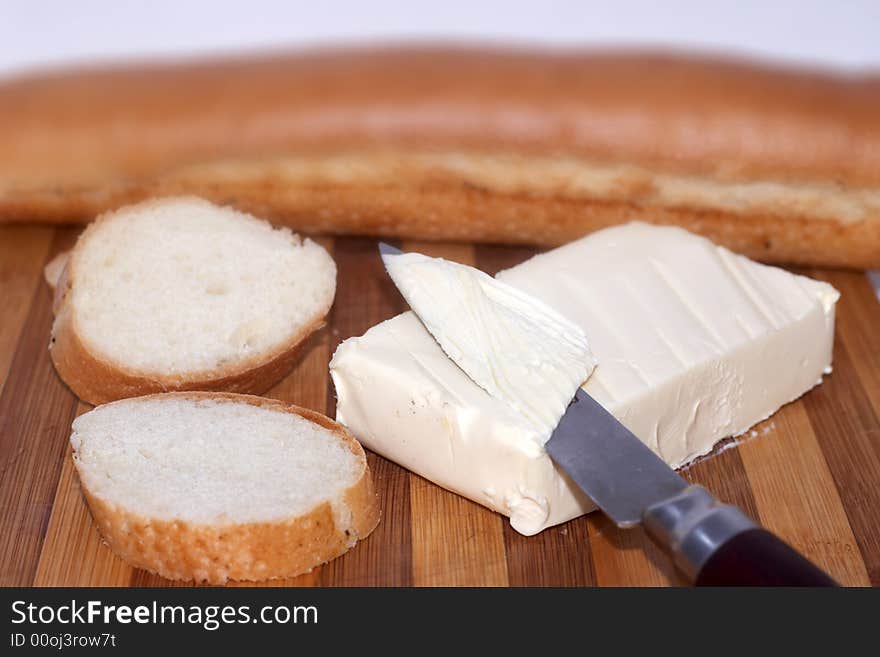 A still-life with butter and bread. A still-life with butter and bread