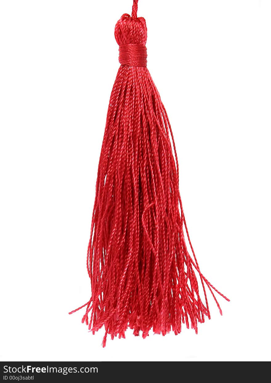 Red brush made of thread decoration for curtain