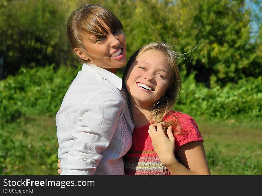 Two beautiful laughing girls