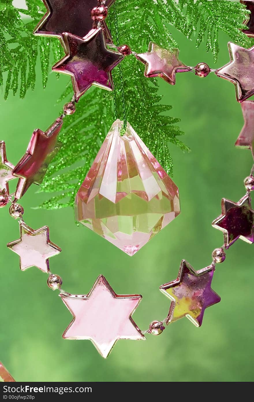 Pink new-year stars and Christmas tree