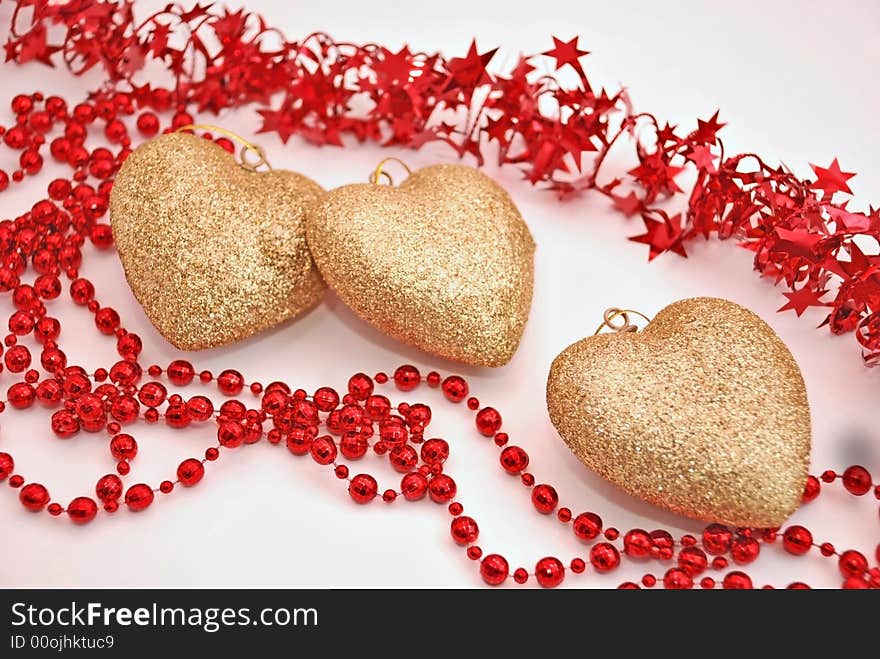 Christmas decoration close up on white background