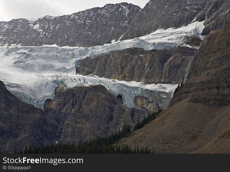 A picturesque glacier The Bird's paw  in northern mountains