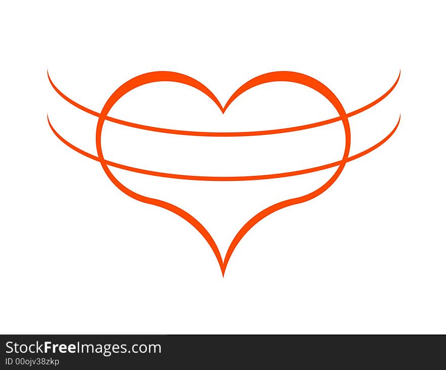 Symbol of heart and lines on a white background