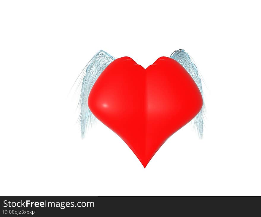 3d shape red heart wings