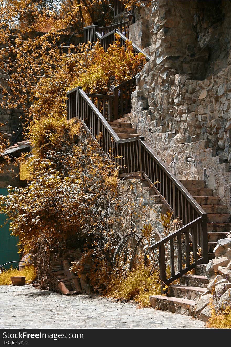 Stone steps in Kakopetria village, Cyprus