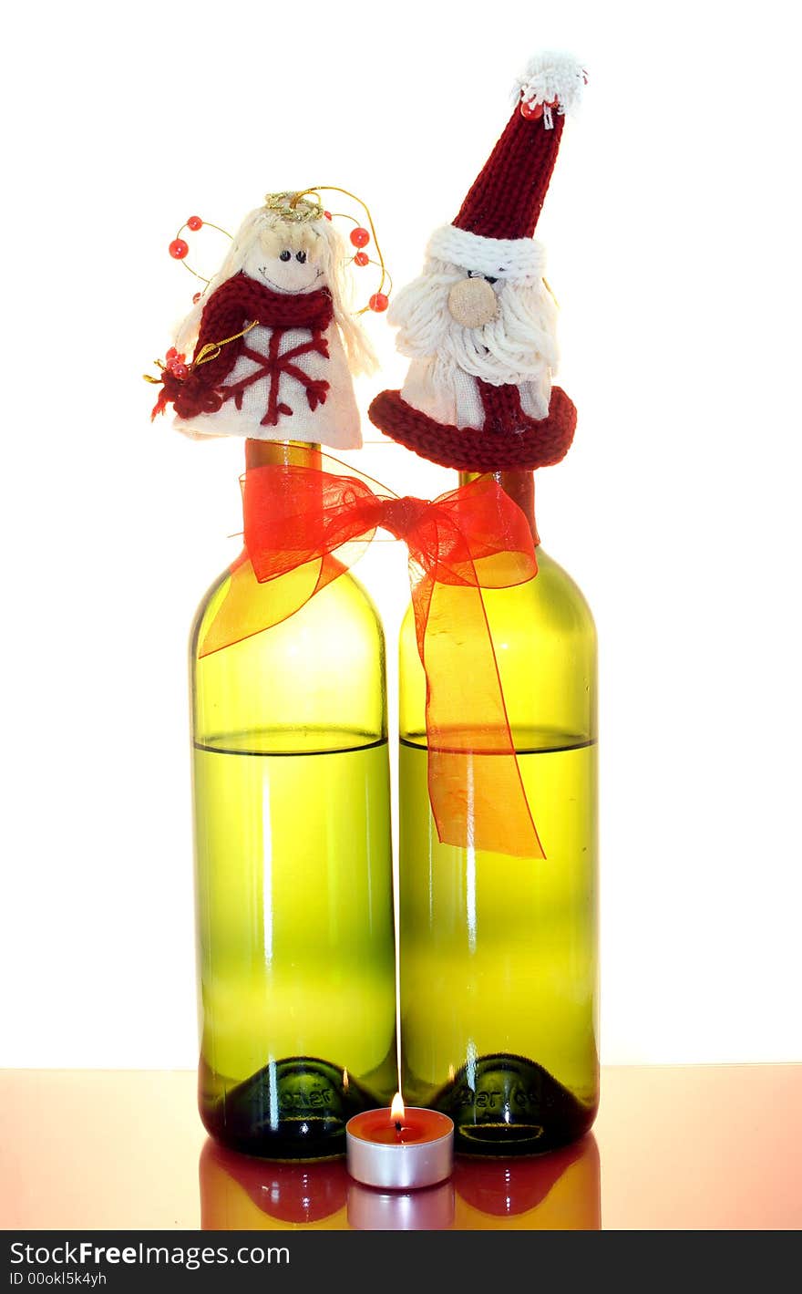 Two wine bottles, santa-claus