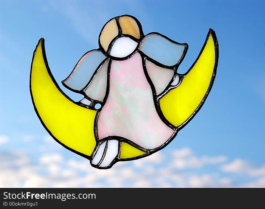 Stained-glass window angel in the sky