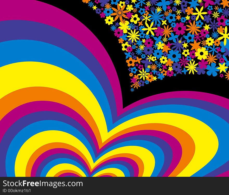 Brightly Colored Flower Rainbow Background