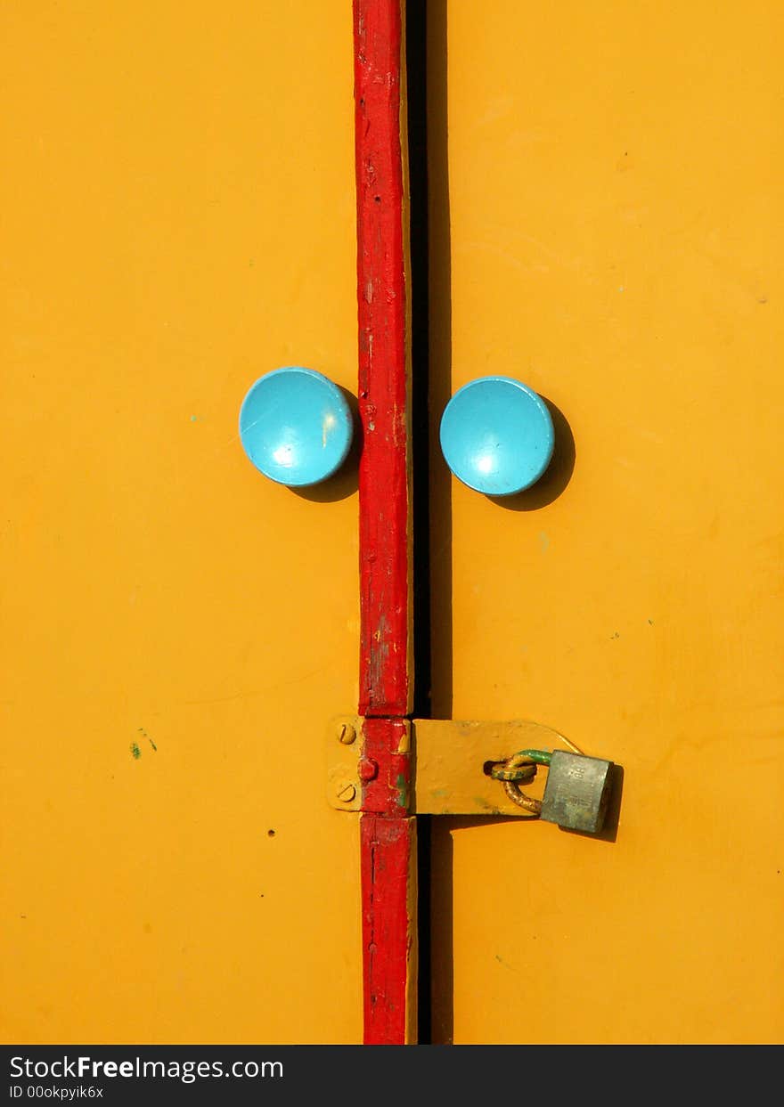 Photo of and old boat door locked