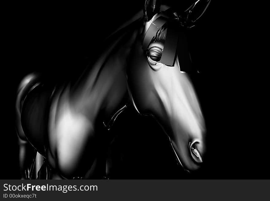 A 3 D render of a horse