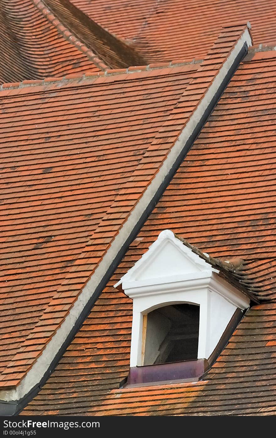 Roof with tiles and window of the monastery of Herzogenburg. Roof with tiles and window of the monastery of Herzogenburg