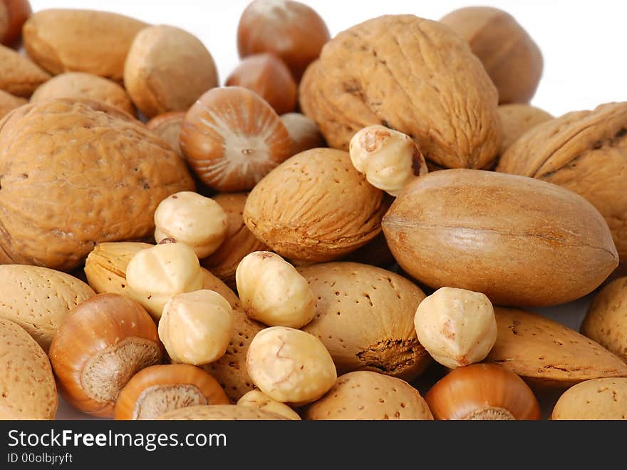 Mix of different nuts in closeup. Mix of different nuts in closeup