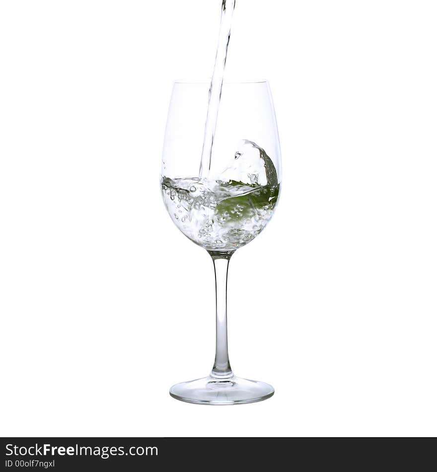 Water glass with stream and splash