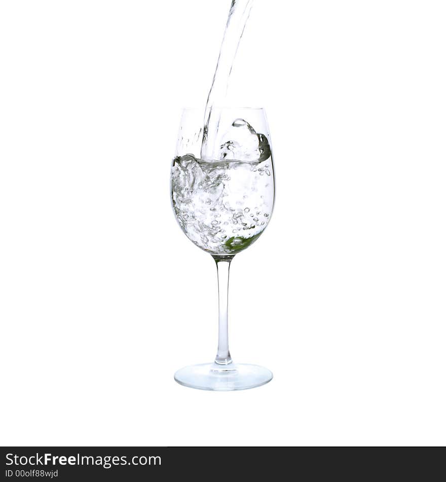 Water glass with stream and splash