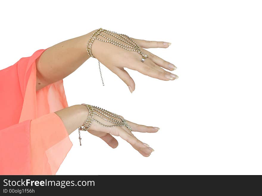 Hand of girl, isolated on a white background