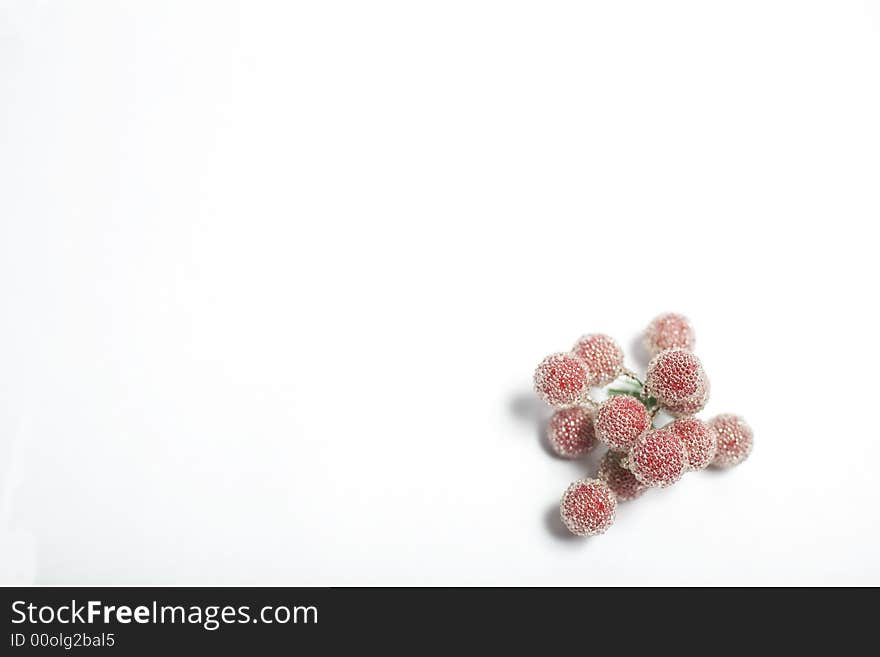 Cherries Christmas ornament on white background