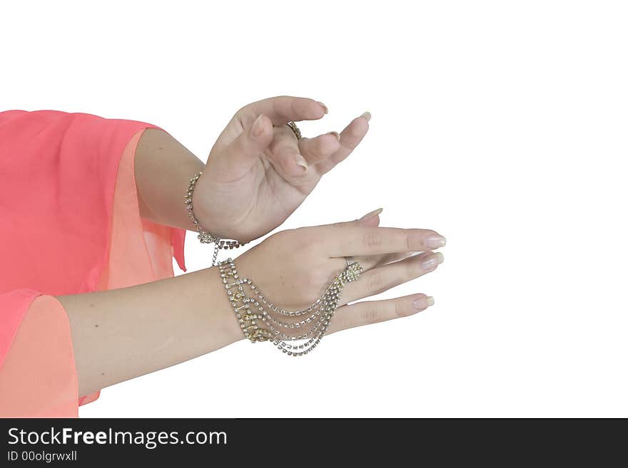 Hand of girl, isolated on a white background