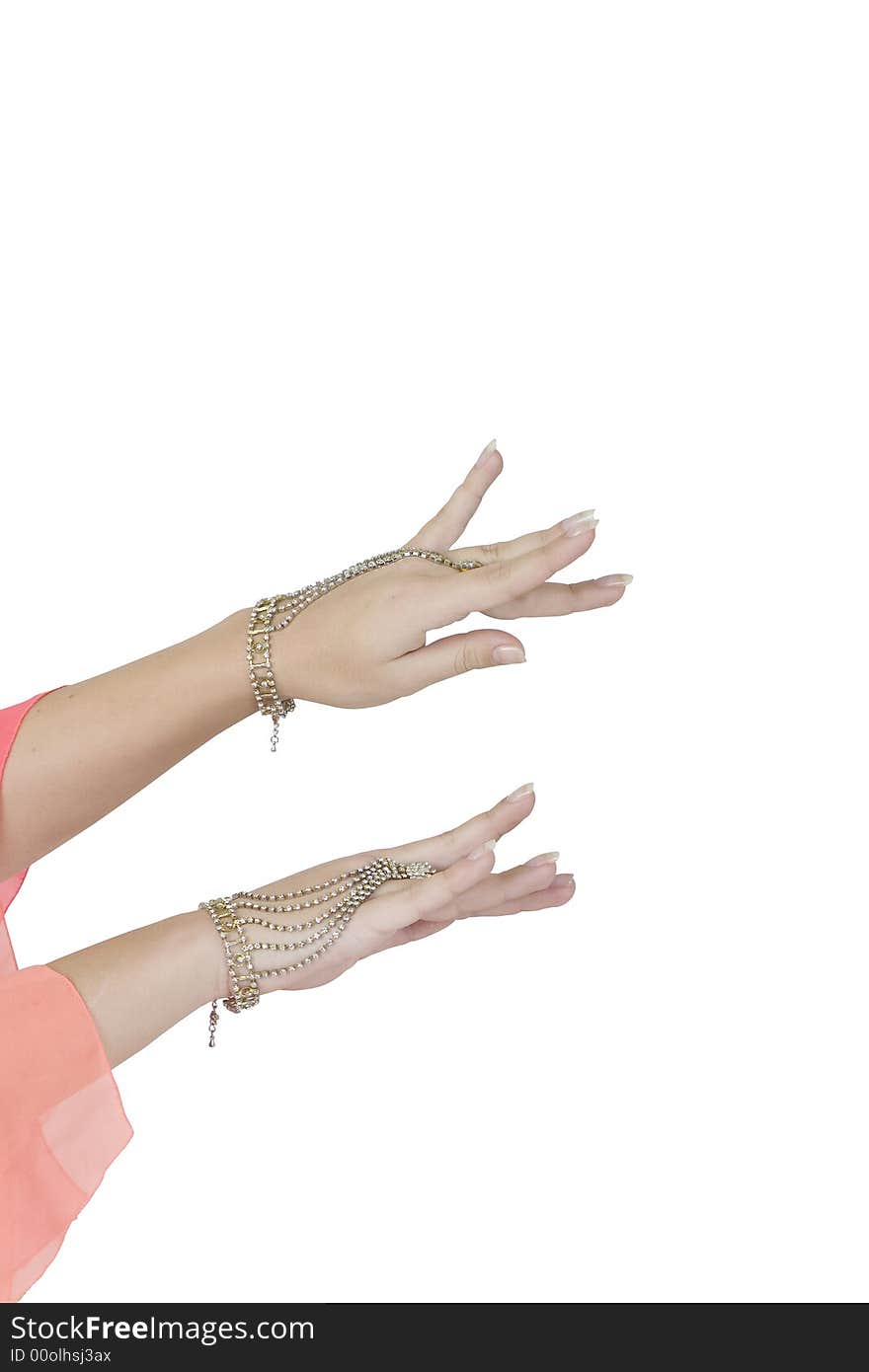 Hand of girl, isolated on a white background