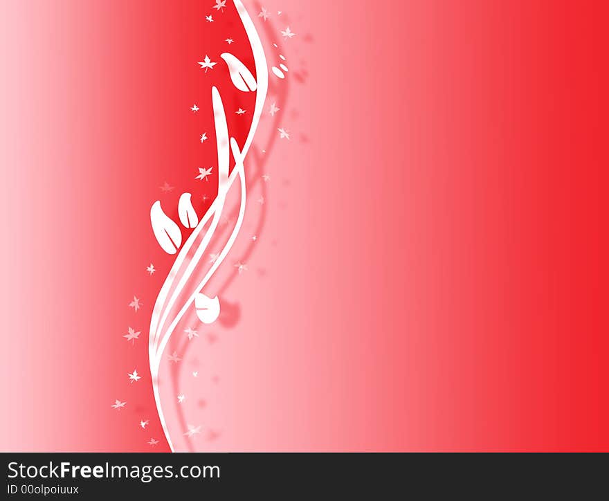 Colorful red background with white floral decoration. Colorful red background with white floral decoration