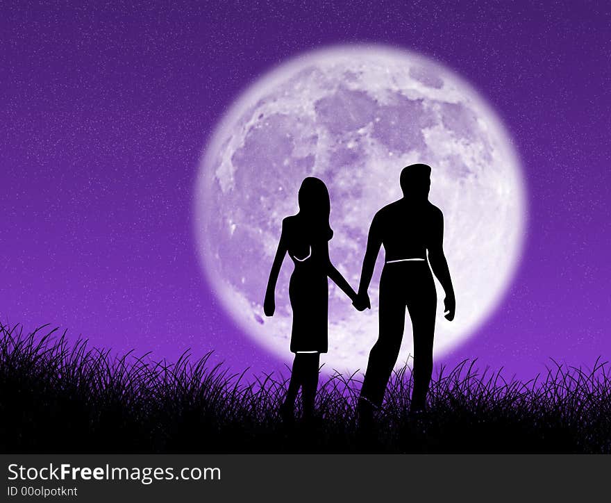 Couple in the moon