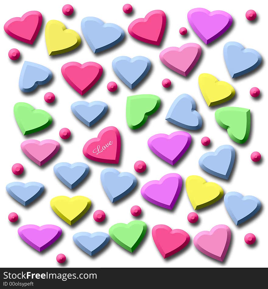 Colorful valentine candy hearts on solid  background. Colorful valentine candy hearts on solid  background